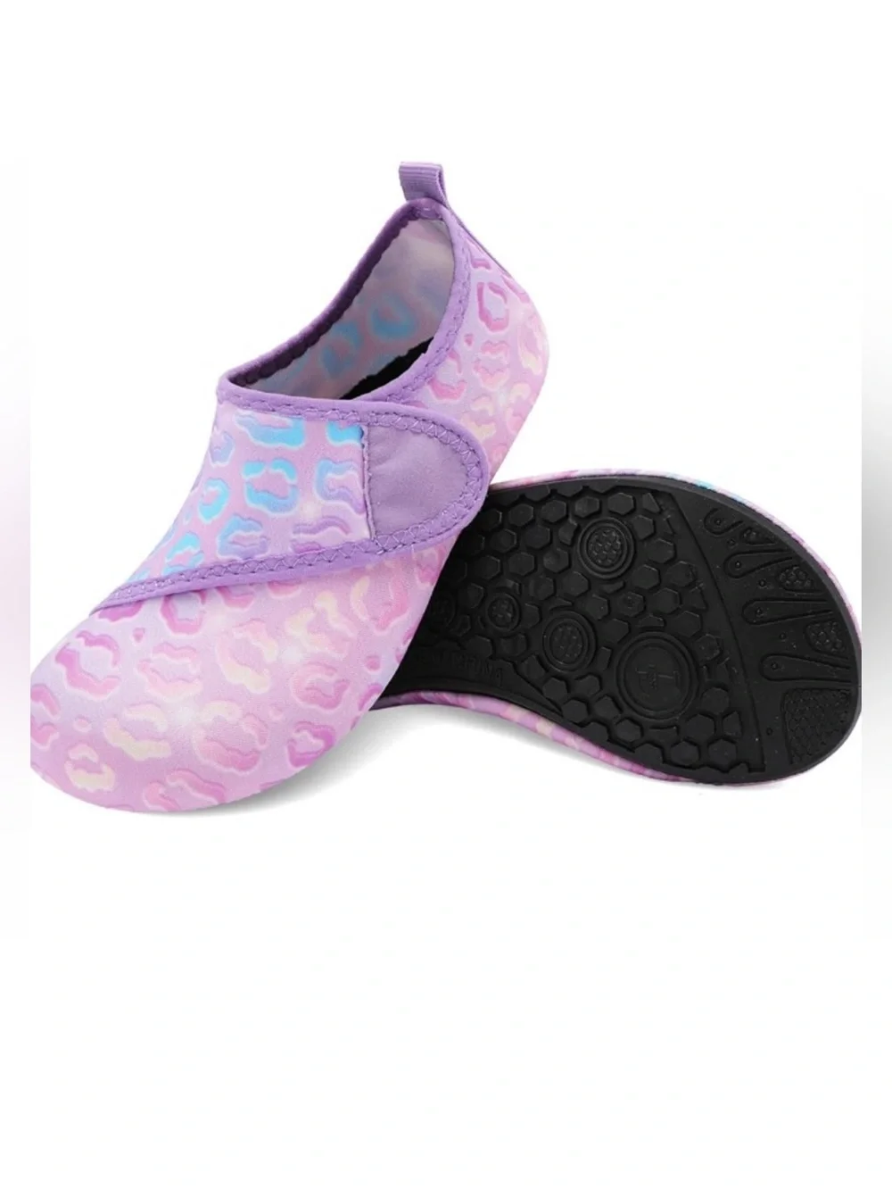Kids Purple Leopard-Print Slip-On Water Shoes